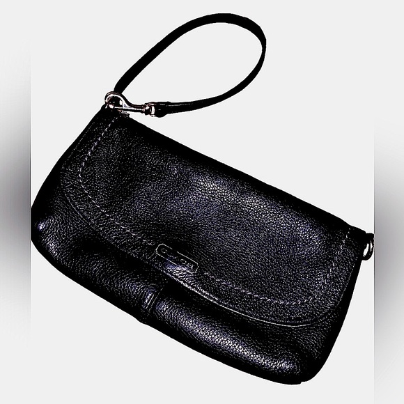 Vintage Coach Black Pebbled Hand Crafted Leather Wristlet or Clutch bag - Picture 2 of 12